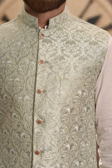 Seagreen Jamawaar Waistcoat
